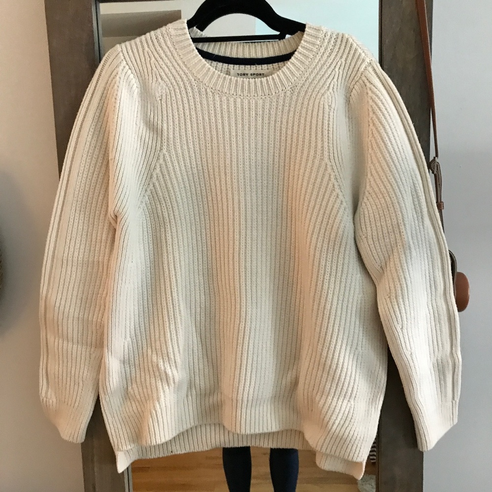 Tory Sport Oversized Ribbed Cotton/wool sweater, S